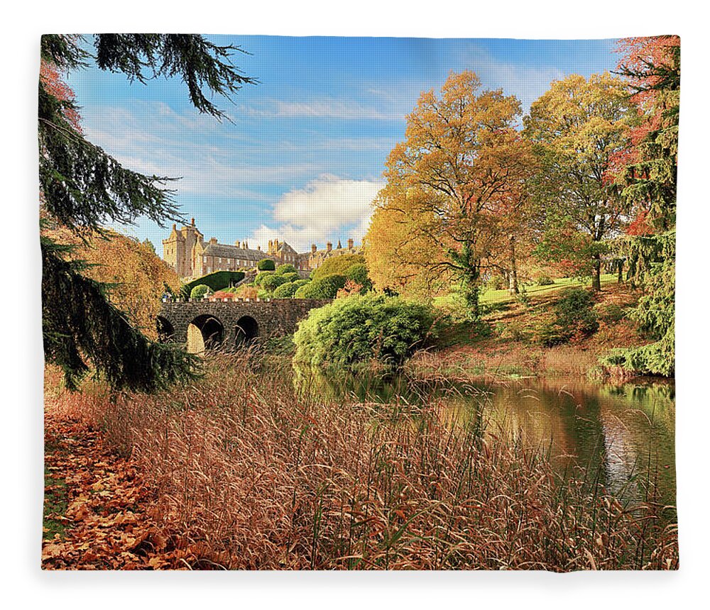 Drummond Castle Fleece Blanket featuring the photograph Drummond Castle Gardens by Grant Glendinning