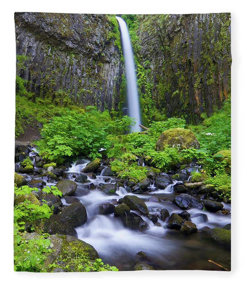 Waterfall Fleece Blanket featuring the photograph Dry Creek Falls by Bruce Block