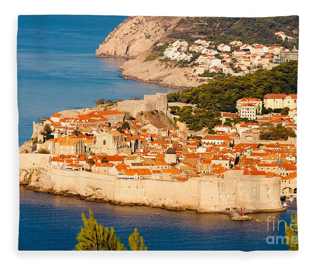 Aerial Fleece Blanket featuring the photograph Dubrovnik Old City by Thomas Marchessault