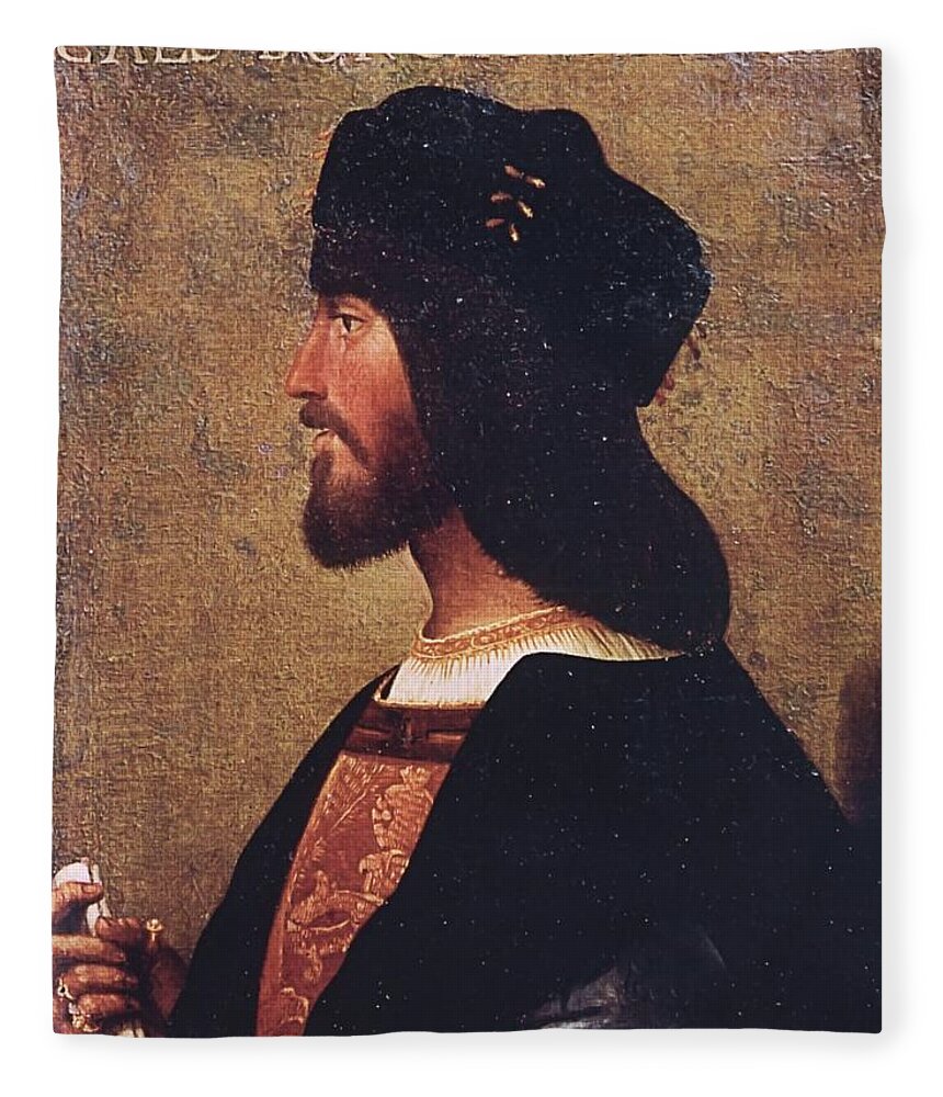 Cesare Fleece Blanket featuring the painting Duca Valentino by Bartolomeo Veneto