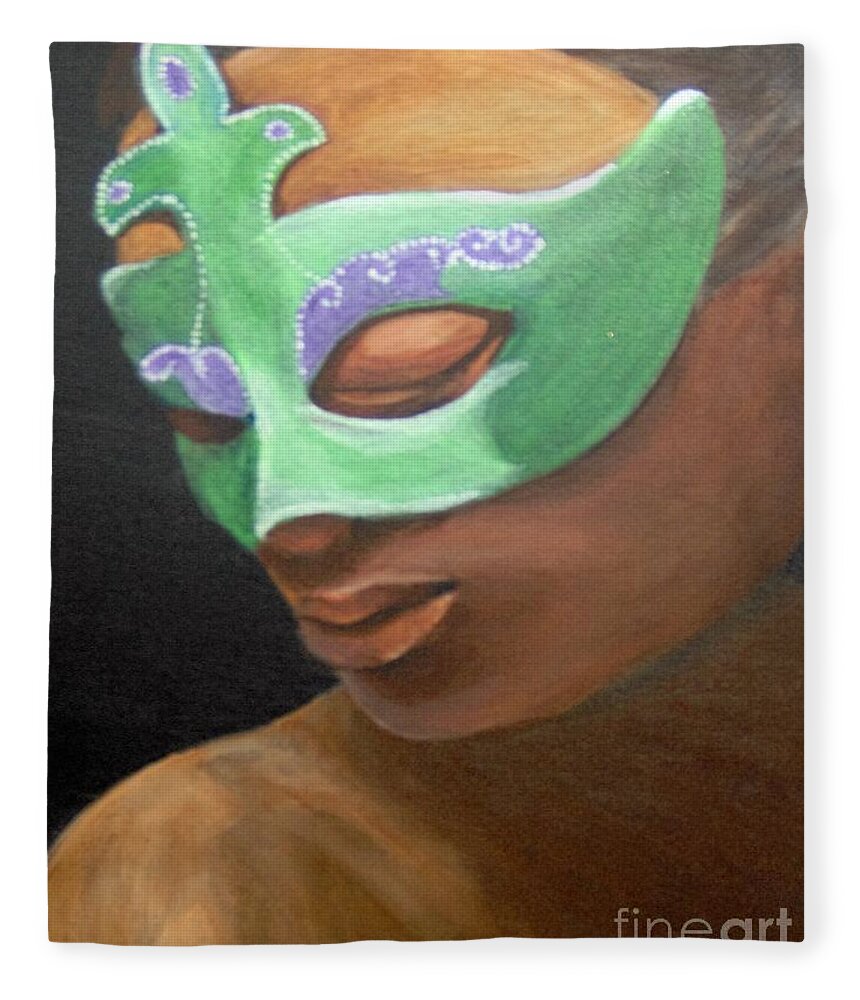 Poetry Fleece Blanket featuring the painting Dunbar's Mask by Saundra Johnson