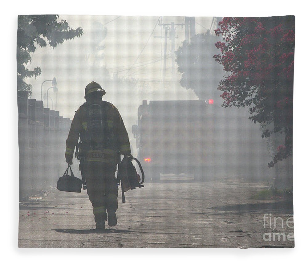 Fireman Fleece Blanket featuring the photograph Duty Calls by Leah McPhail