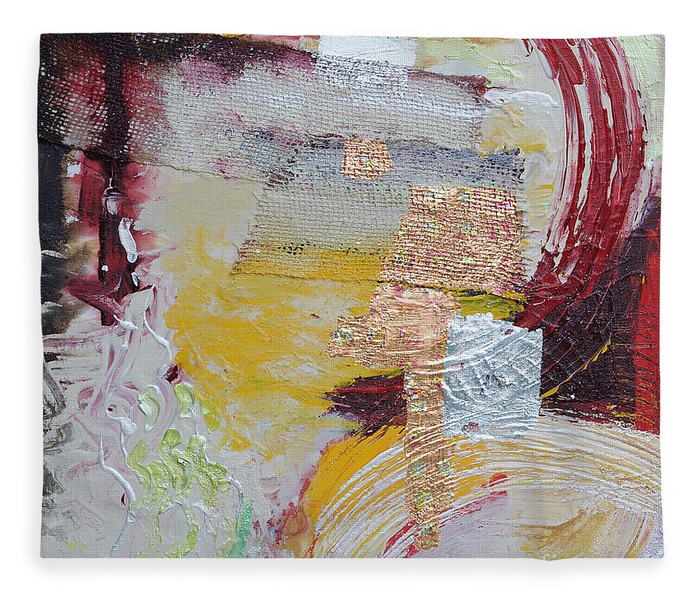 Abstract Fleece Blanket featuring the painting Blazing Savanna 2 by Jyotika Shroff