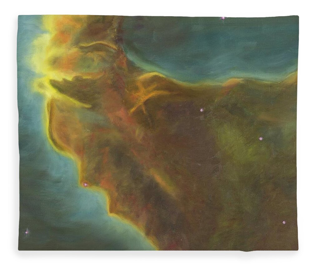 Nebula Fleece Blanket featuring the painting Eagle Nebula by Neslihan Ergul Colley