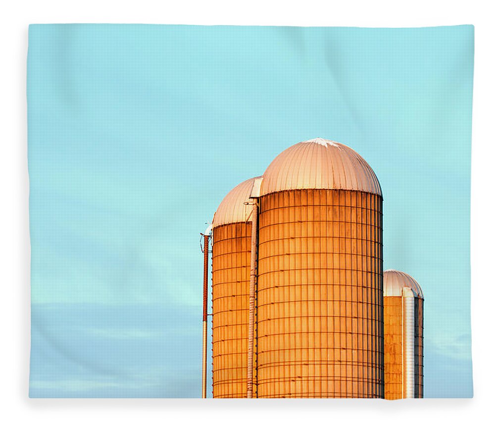 Silos Fleece Blanket featuring the photograph Early Monring Silos by Todd Klassy