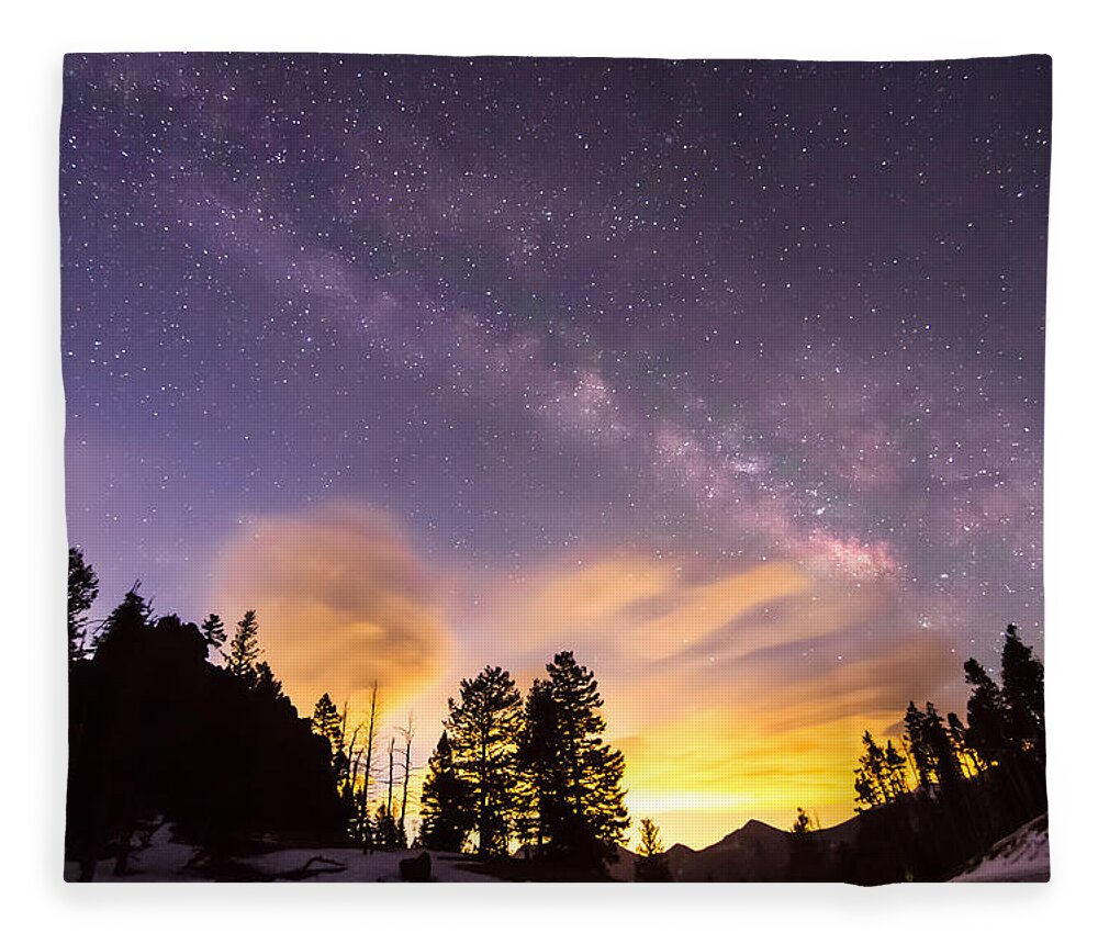 Scenic Fleece Blanket featuring the photograph Early Morning Colorful Colorado Milky Way View by James BO Insogna