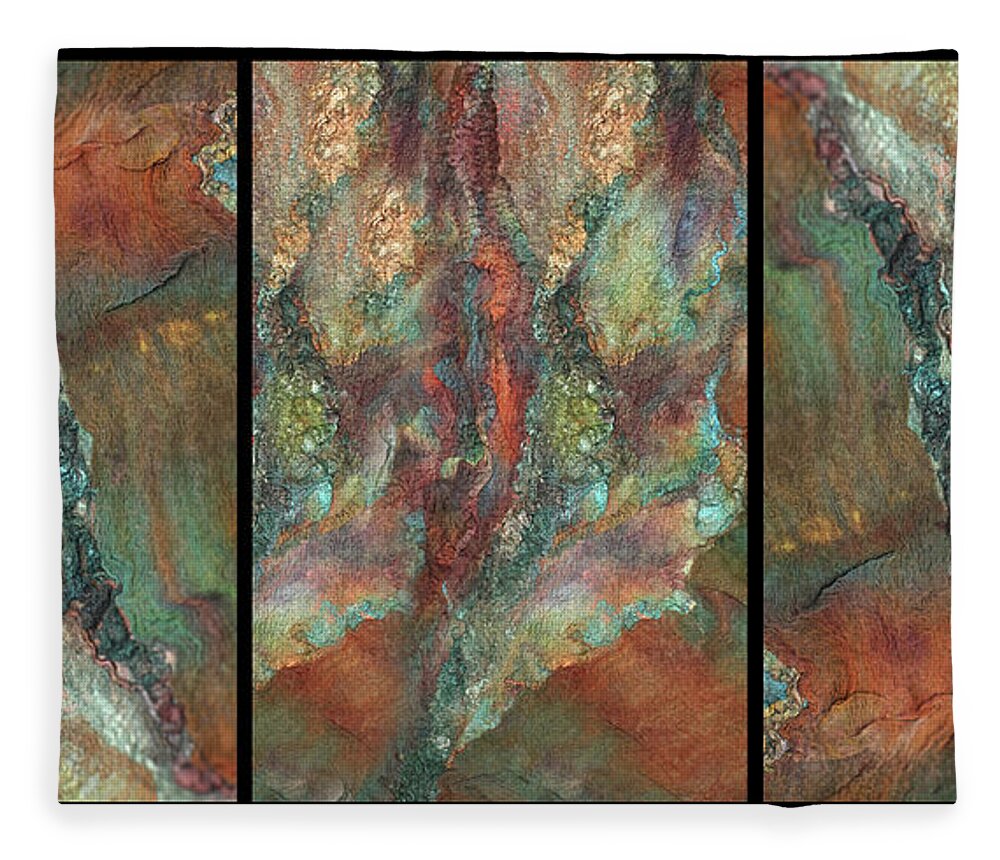 Russian Artists New Wave Fleece Blanket featuring the photograph Earth of India. Triptych by Marina Shkolnik
