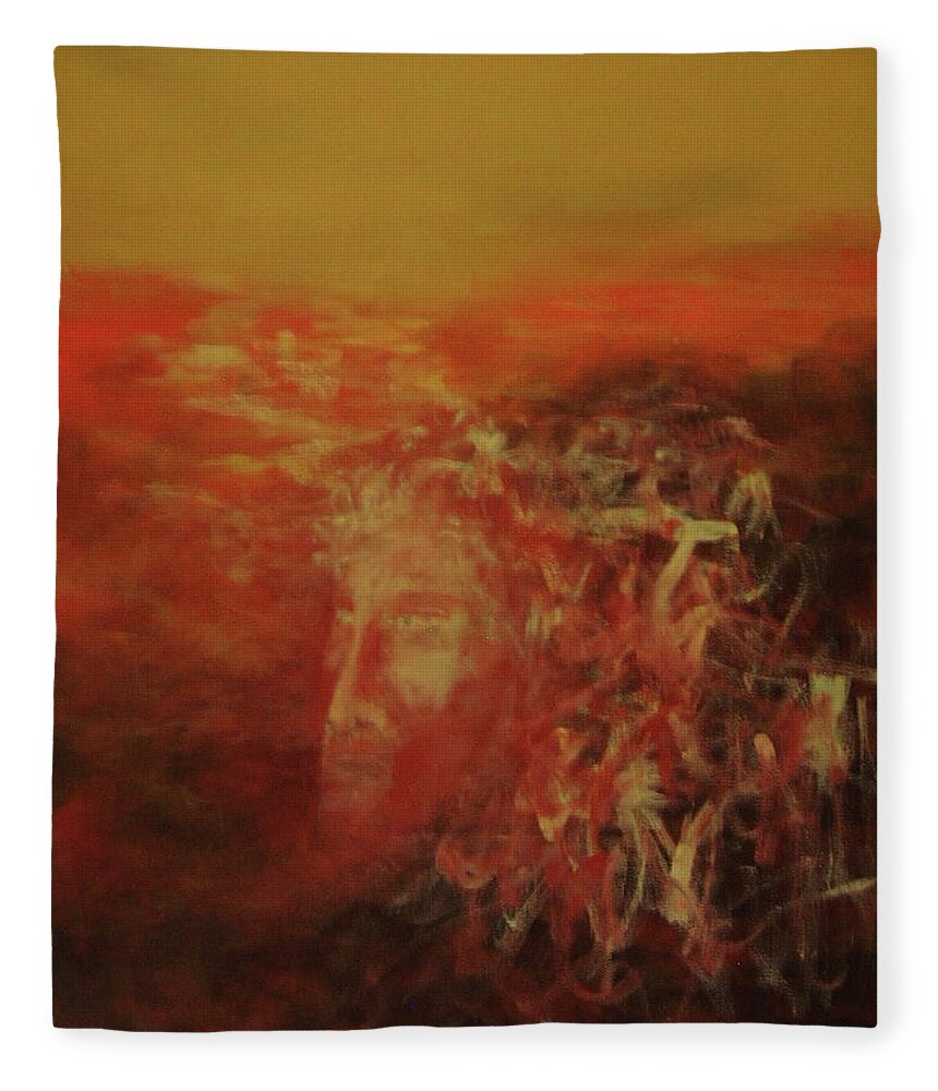 Spirit Fleece Blanket featuring the painting Earth Spirit by Ellen Eschwege