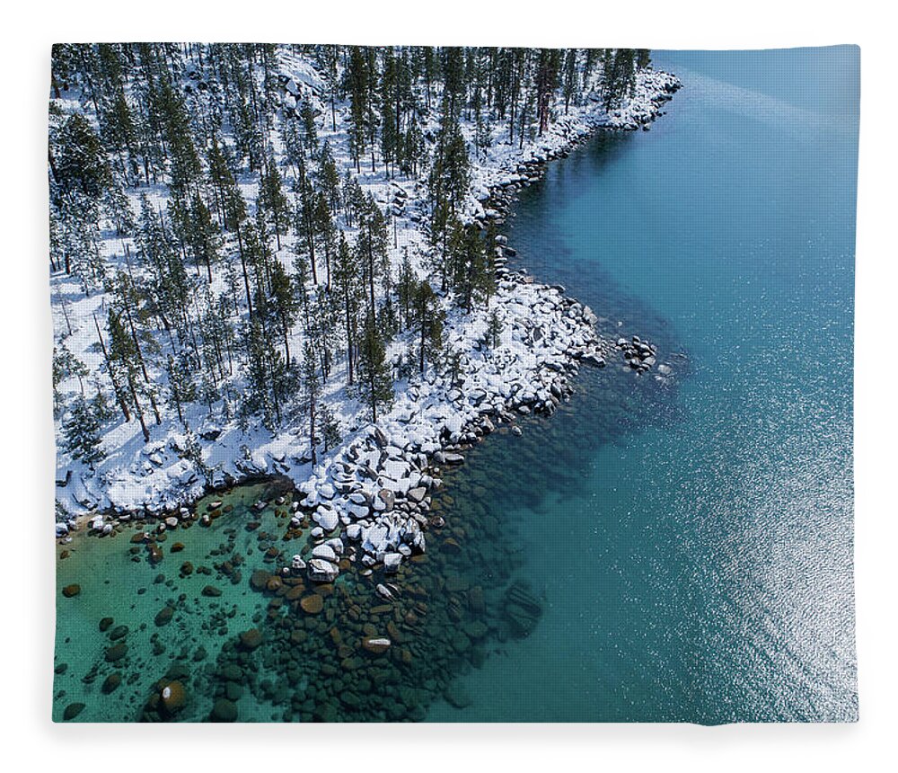 Aerial Fleece Blanket featuring the photograph East Shore Winter Aerial by Brad Scott by Brad Scott