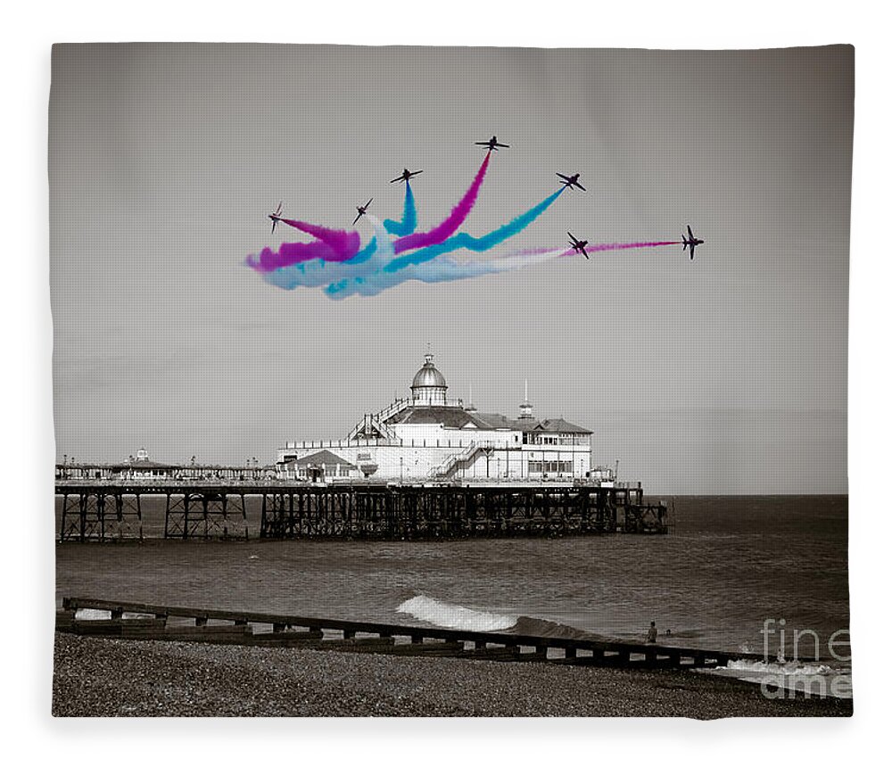 The Red Arrows Fleece Blanket featuring the digital art Eastbourne Break by Airpower Art
