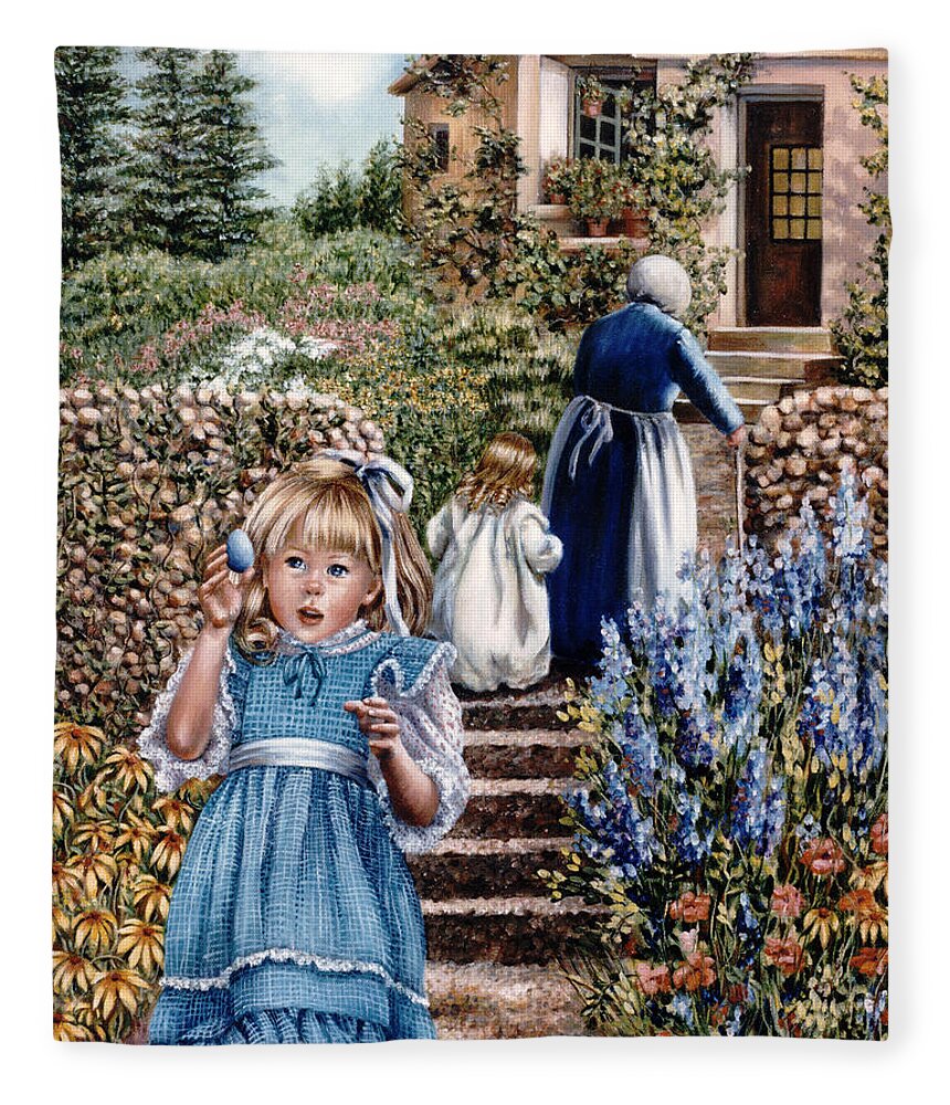 Children Fleece Blanket featuring the painting Easter Egg by Marie Witte