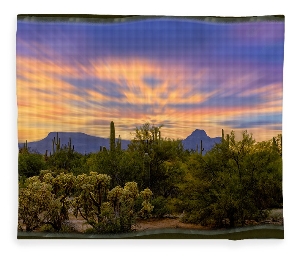Arizona Fleece Blanket featuring the photograph Easter Sunset H18 by Mark Myhaver