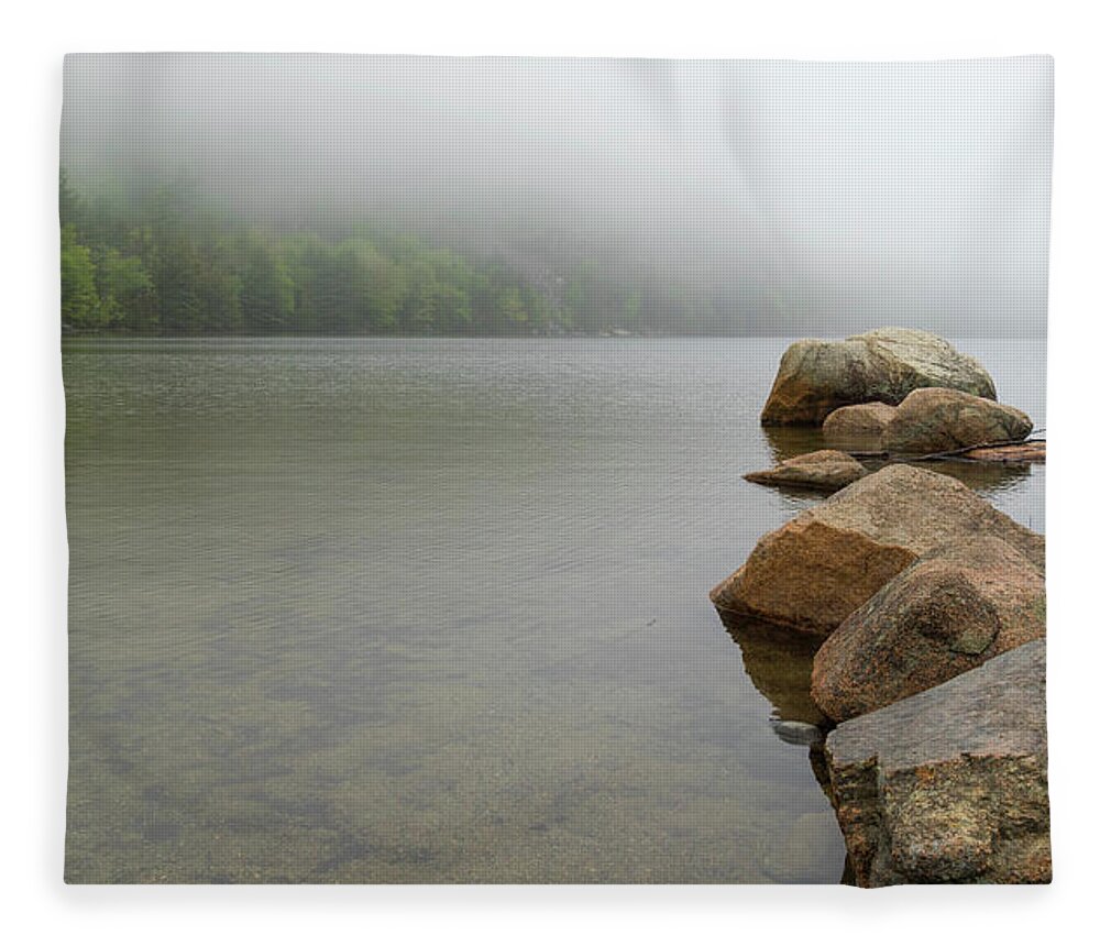 Rocks Fleece Blanket featuring the photograph Into the Mist by Holly Ross