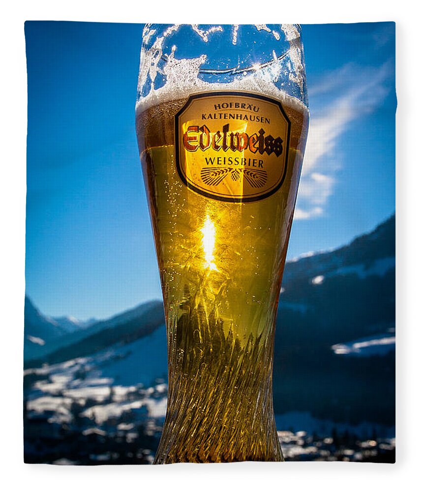 Austria Fleece Blanket featuring the photograph Edelweiss beer in Kirchberg Austria by John Wadleigh