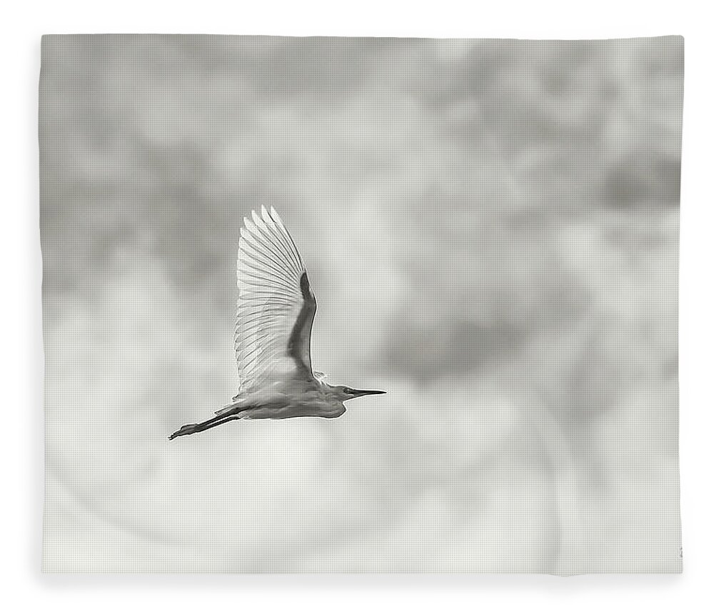 Egret Fleece Blanket featuring the photograph Egret Flight by Bill Roberts