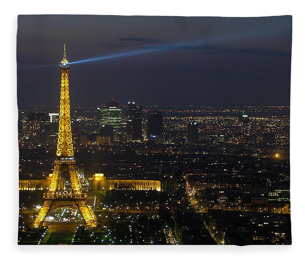 Eiffel Fleece Blanket featuring the photograph Eiffel Tower at Night by Sebastian Musial