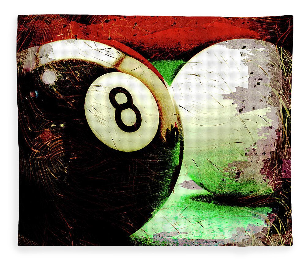 Eight Fleece Blanket featuring the digital art Eight and Cue Ball by David G Paul