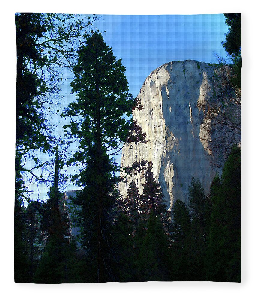 El Capitan Fleece Blanket featuring the photograph El Capitan From the Forest Floor by Timothy Bulone