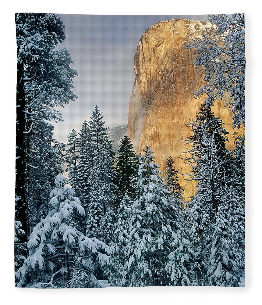 North America Fleece Blanket featuring the photograph El Capitan on a Winter Morning Yosemite National Park California by Dave Welling