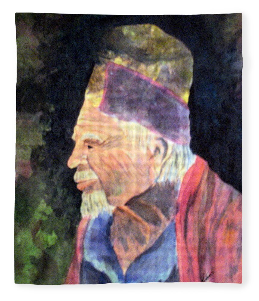 Elder Fleece Blanket featuring the painting Elder by Susan Kubes