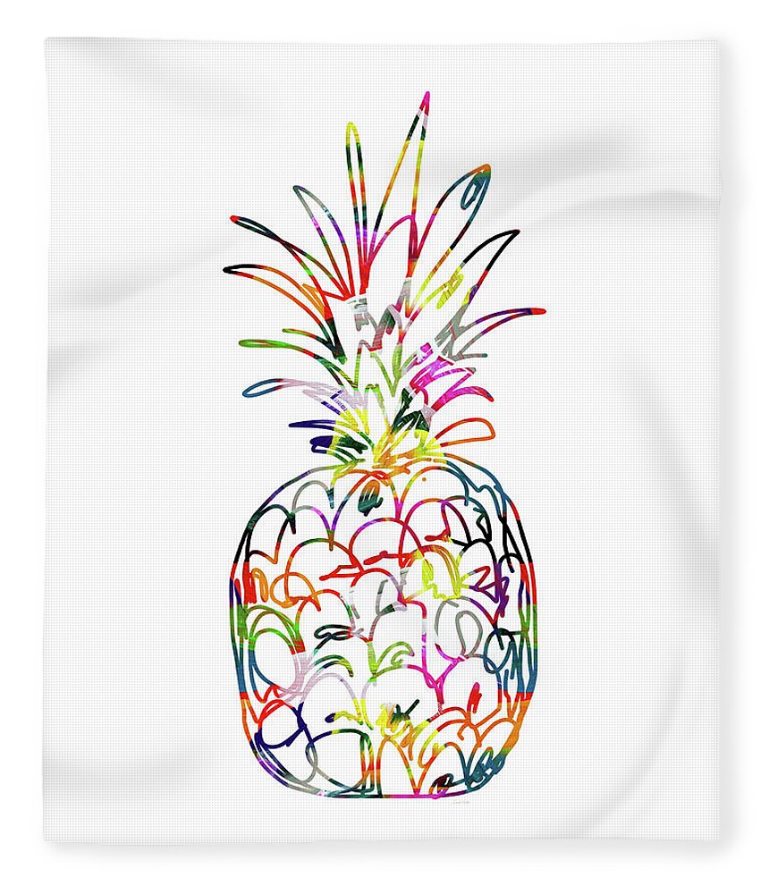 Pineapple Fleece Blanket featuring the digital art Electric Pineapple - Art by Linda Woods by Linda Woods