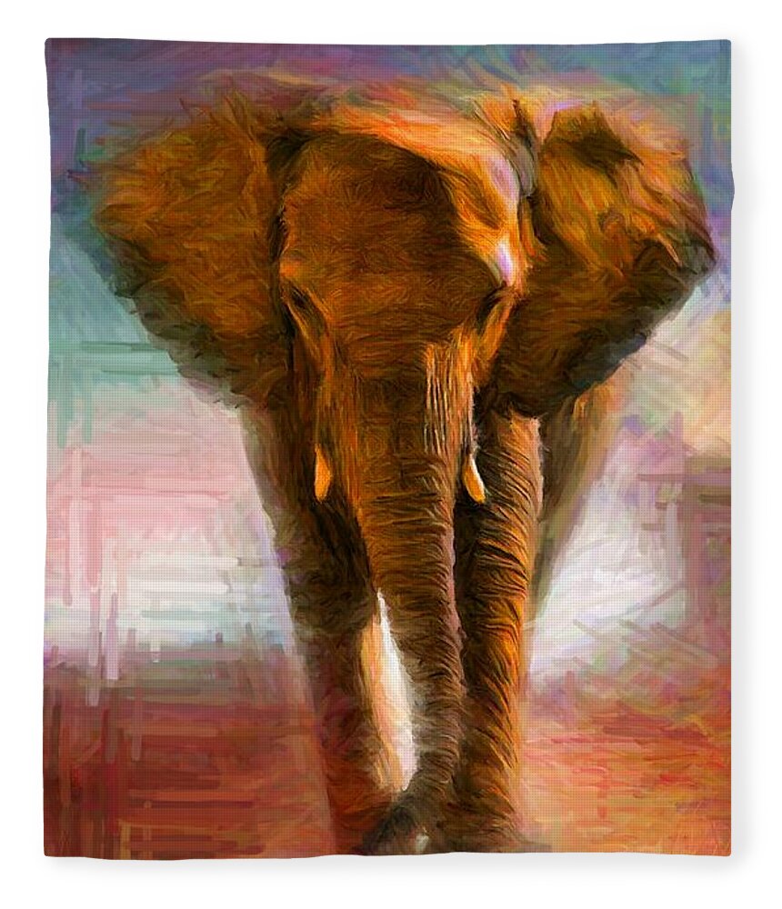 Animals Fleece Blanket featuring the digital art Elephant 1 by Caito Junqueira