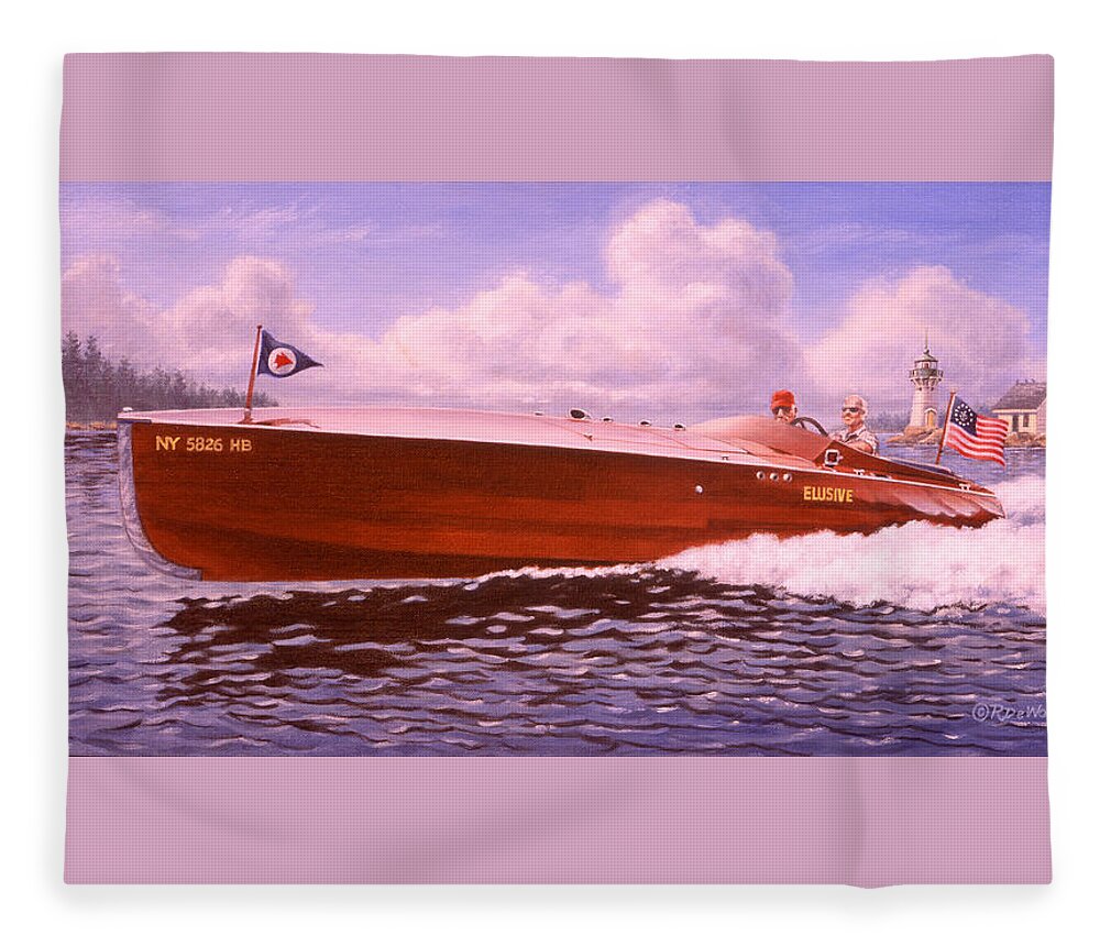 Boat Fleece Blanket featuring the painting Elusive by Richard De Wolfe