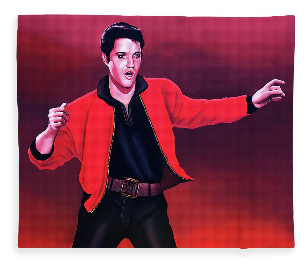 Elvis Fleece Blanket featuring the painting Elvis Presley 4 Painting by Paul Meijering