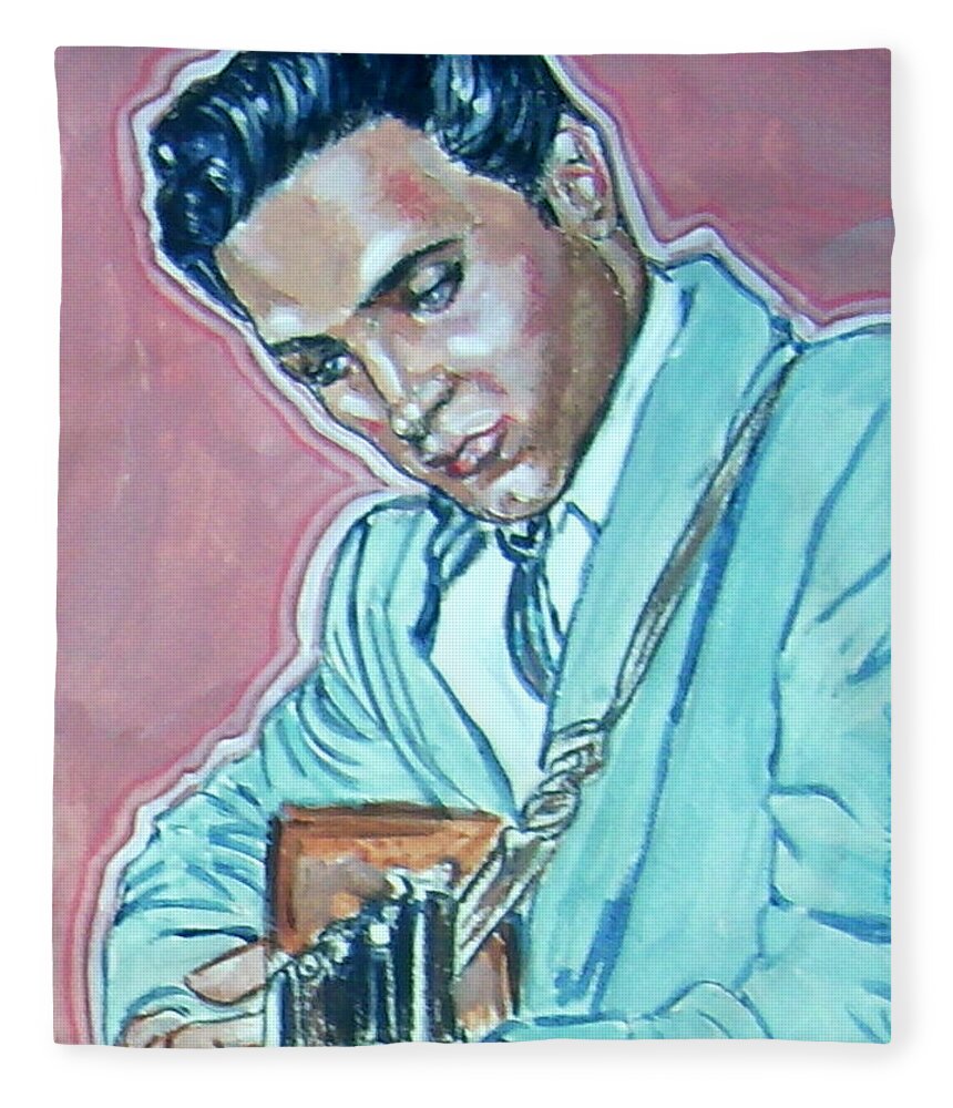 Elvis Presley Fleece Blanket featuring the painting Elvis Presley by Bryan Bustard
