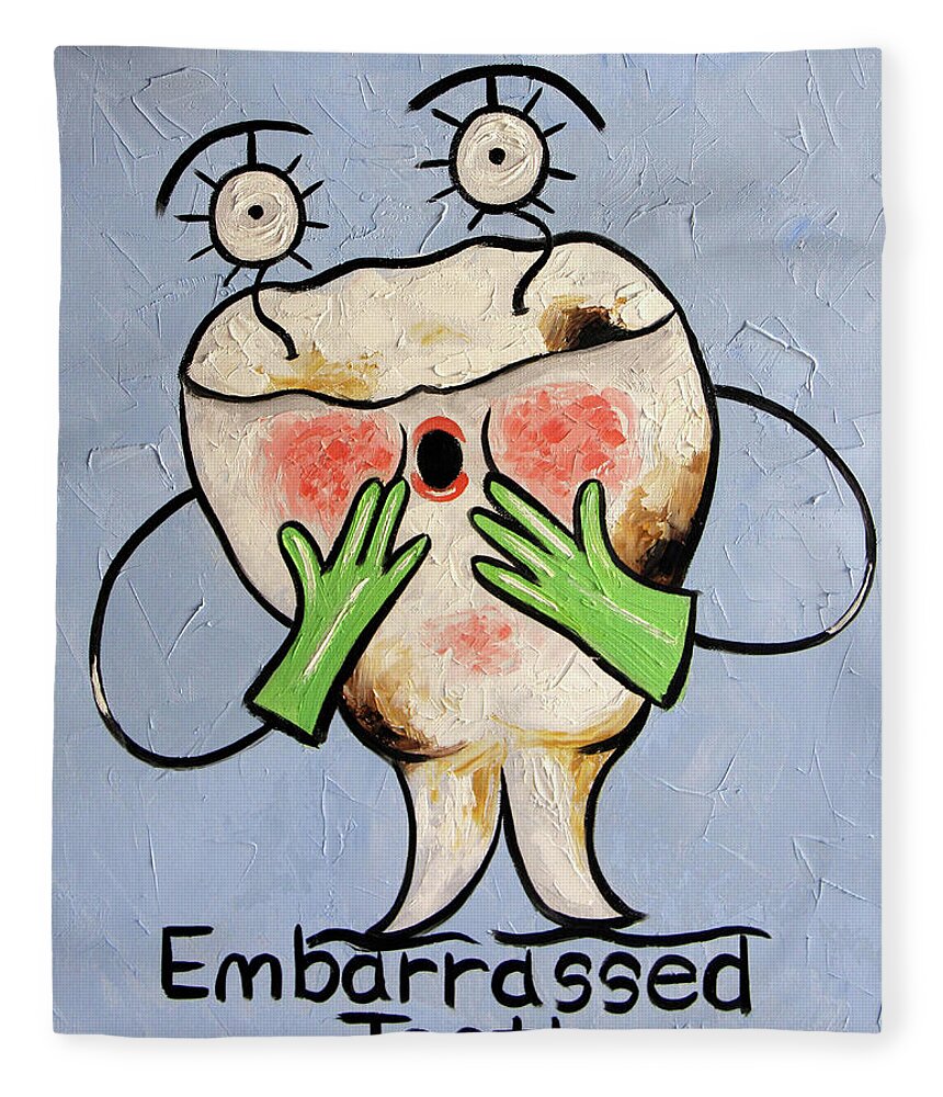 Embarrassed Tooth Fleece Blanket featuring the painting Embarrassed Tooth by Anthony Falbo