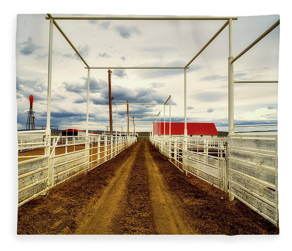 Corrals Fleece Blanket featuring the photograph Empty Corrals by Mountain Dreams