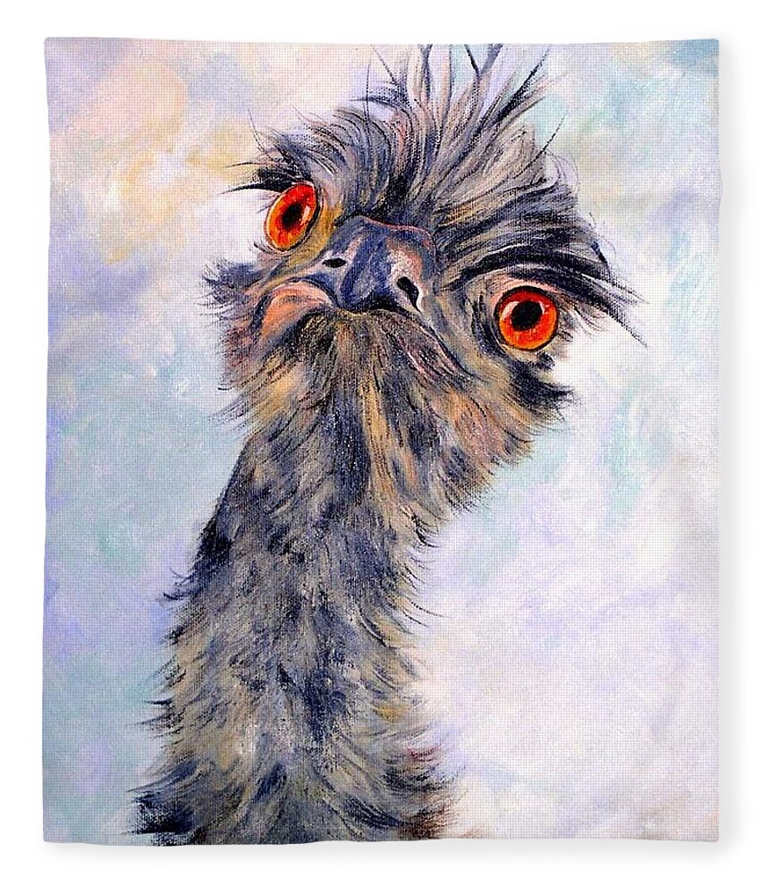 Emu Fleece Blanket featuring the painting Emu Twister by Ryn Shell