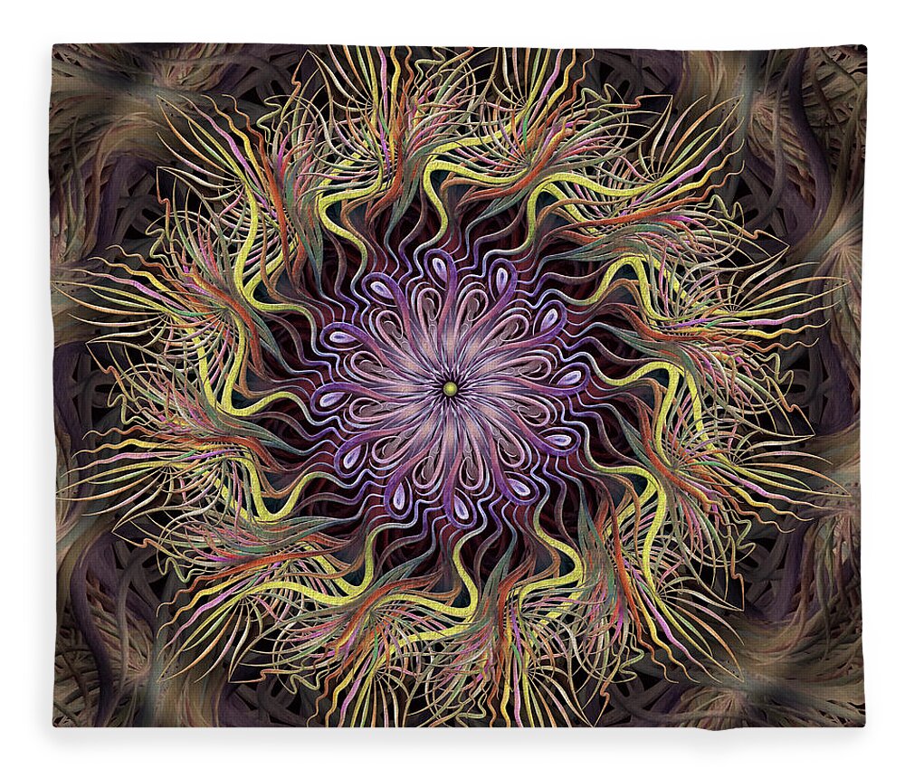 Pinwheel Mandalas Fleece Blanket featuring the digital art Enchanted Florist by Becky Titus