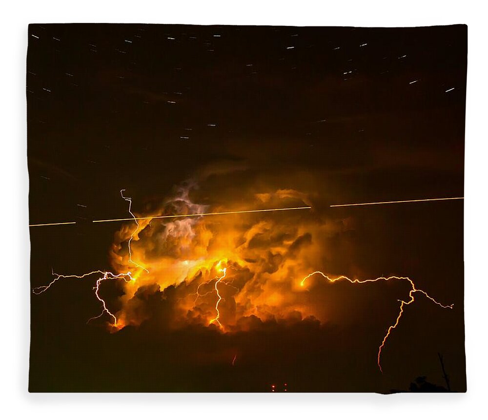 Michael Tidwell Photography Fleece Blanket featuring the photograph Enchanted Rock Lightning by Michael Tidwell