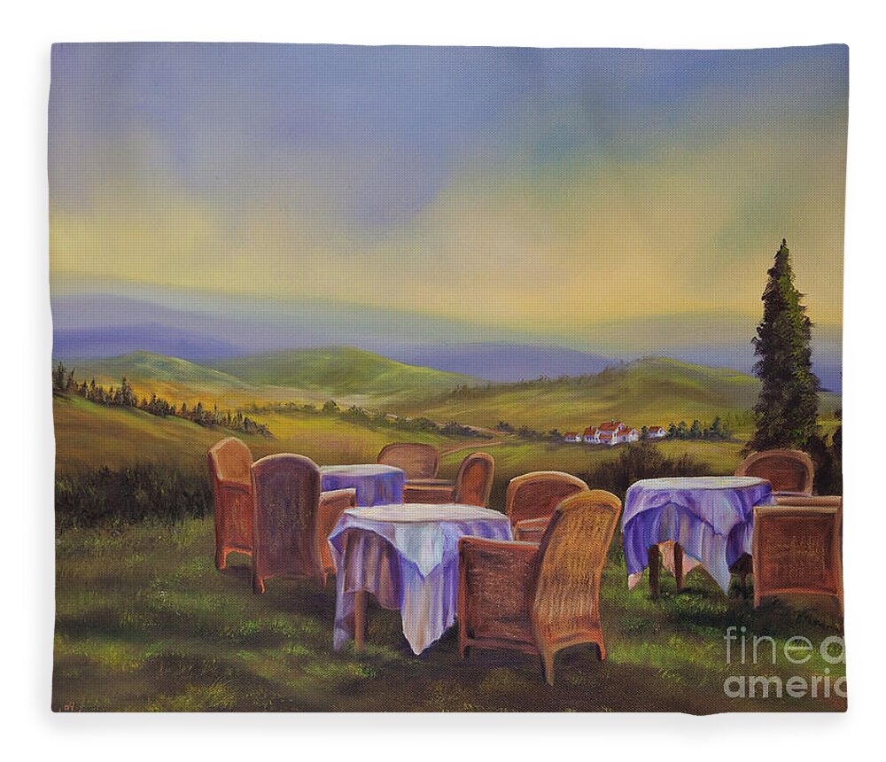 Tuscany Painting Fleece Blanket featuring the painting End of a Tuscan Day by Charlotte Blanchard