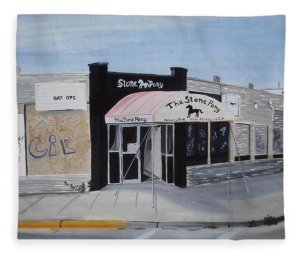 Acrylic Painting Of The Stone Pony Fleece Blanket featuring the painting End of an Era by Patricia Arroyo