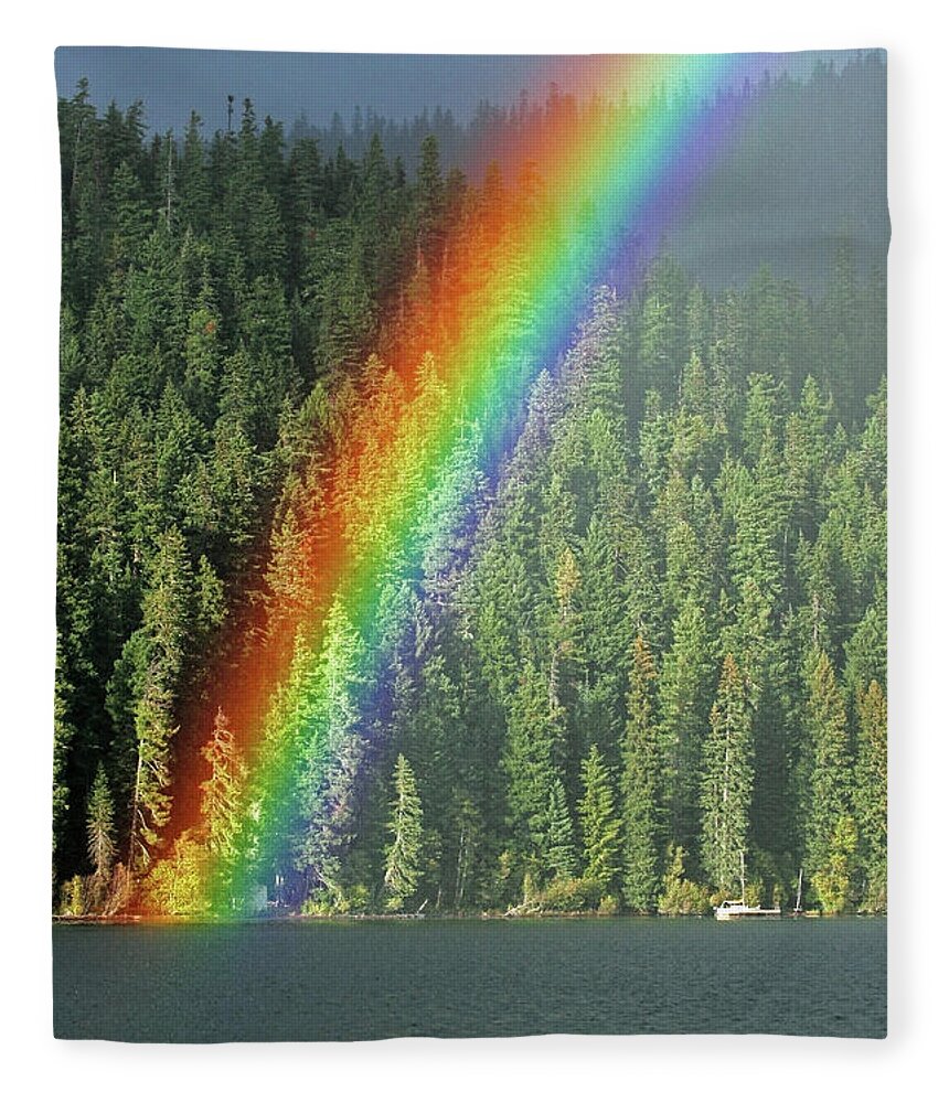 Landscape Fleece Blanket featuring the photograph End of the Rainbow by Randall Ingalls