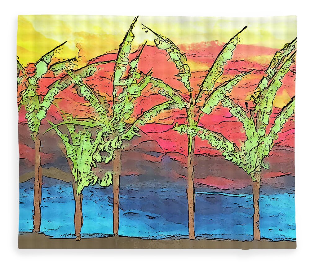 Beach Fleece Blanket featuring the painting Endless Summers by Linda Bailey
