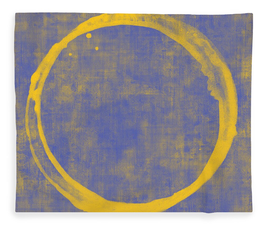 Circle Enso Blue Yellow Zen Color Abstract Art Prints Modern Art Canvas Art Print Gallery Print Fine Art Fleece Blanket featuring the painting Enso 1 by Julie Niemela