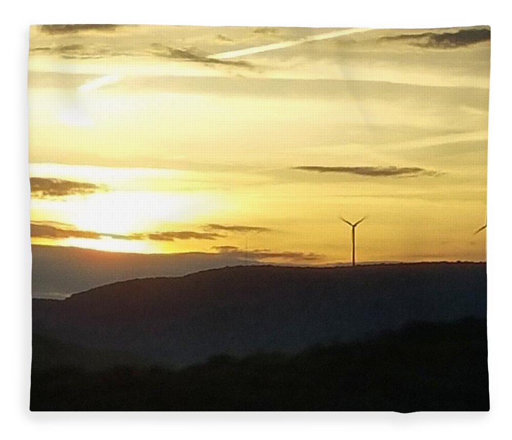 Windmill Fleece Blanket featuring the photograph Environmental Sunset by Vic Ritchey
