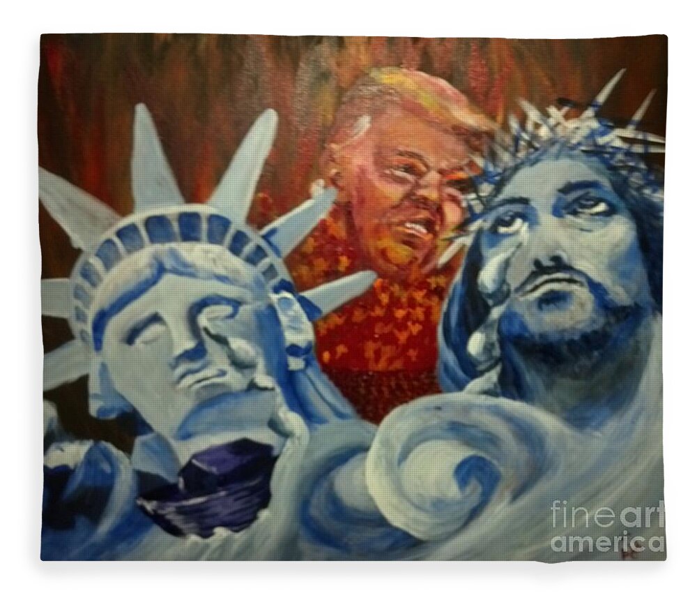 Politics Fleece Blanket featuring the painting Escape on Tears of Love and Liberty by Saundra Johnson
