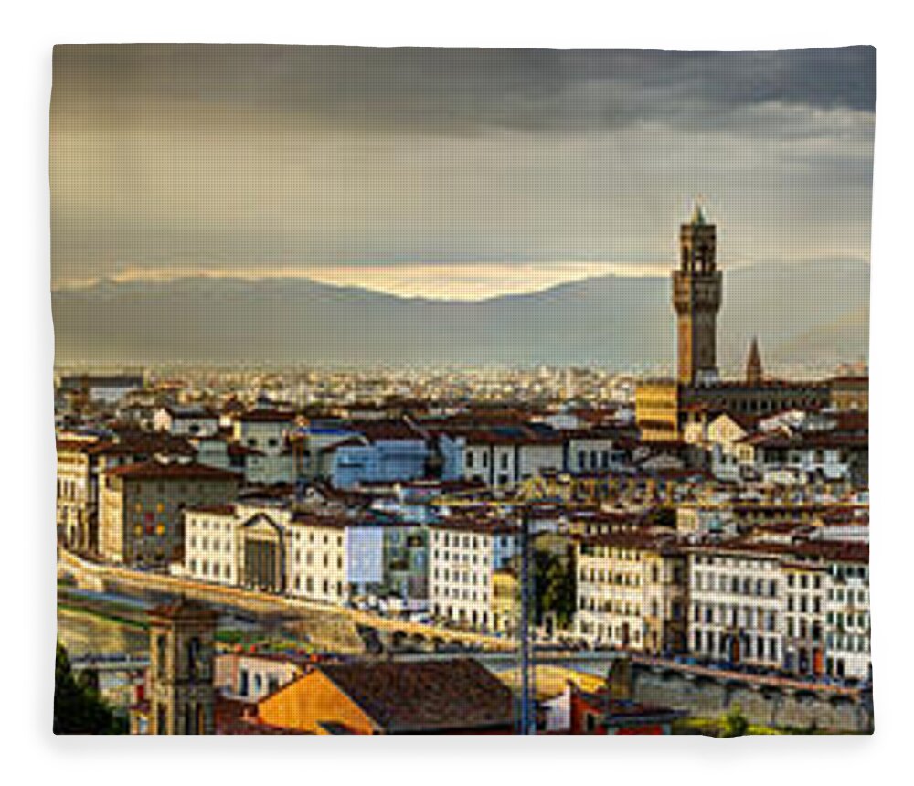 Florence Fleece Blanket featuring the photograph Evening in Florence by Weston Westmoreland
