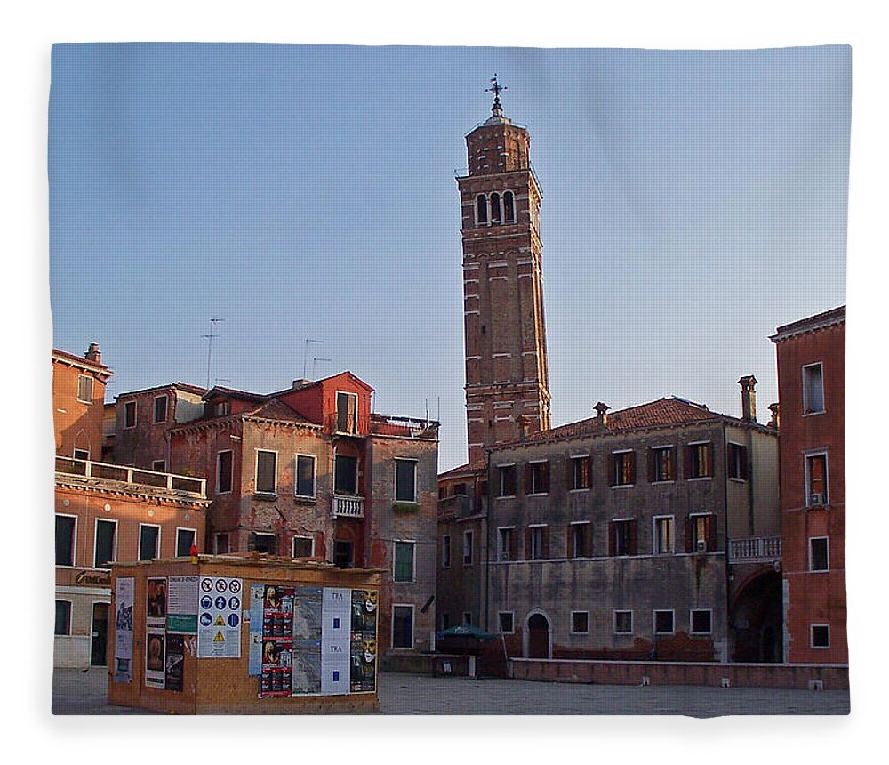 Venice Fleece Blanket featuring the photograph Evening Sun. Venice. by Elena Perelman