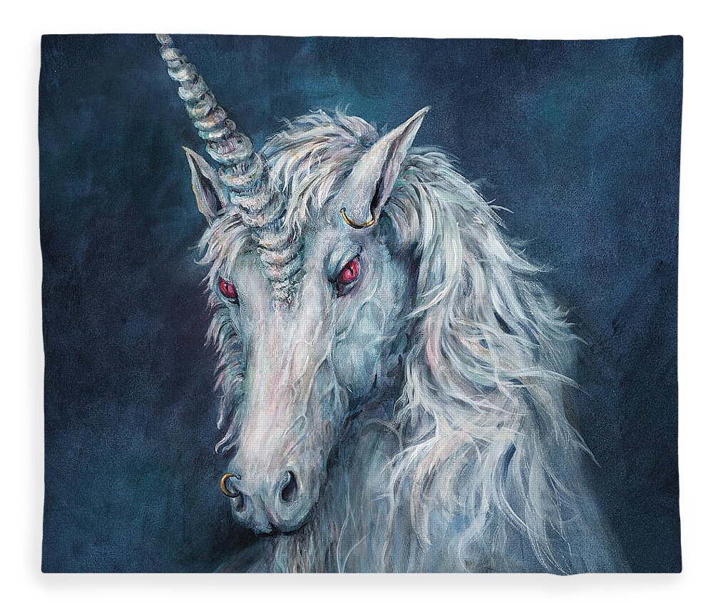 Evil Unicorn Fleece Blanket For Sale By Gregory Karas