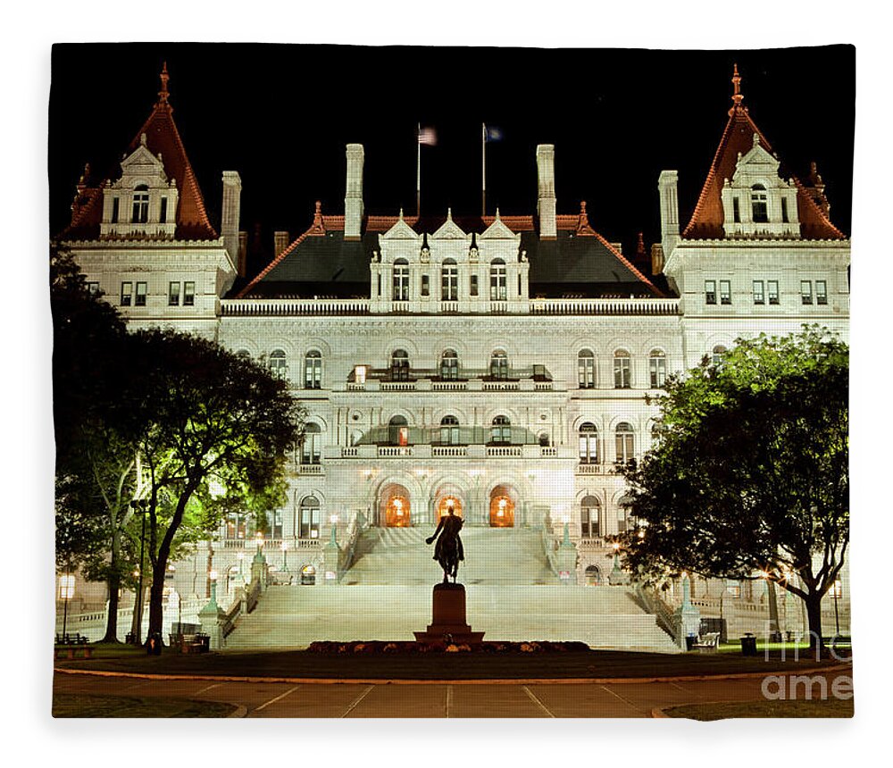 Flowers Fleece Blanket featuring the photograph ew York State Capitol in Albany by Anthony Totah