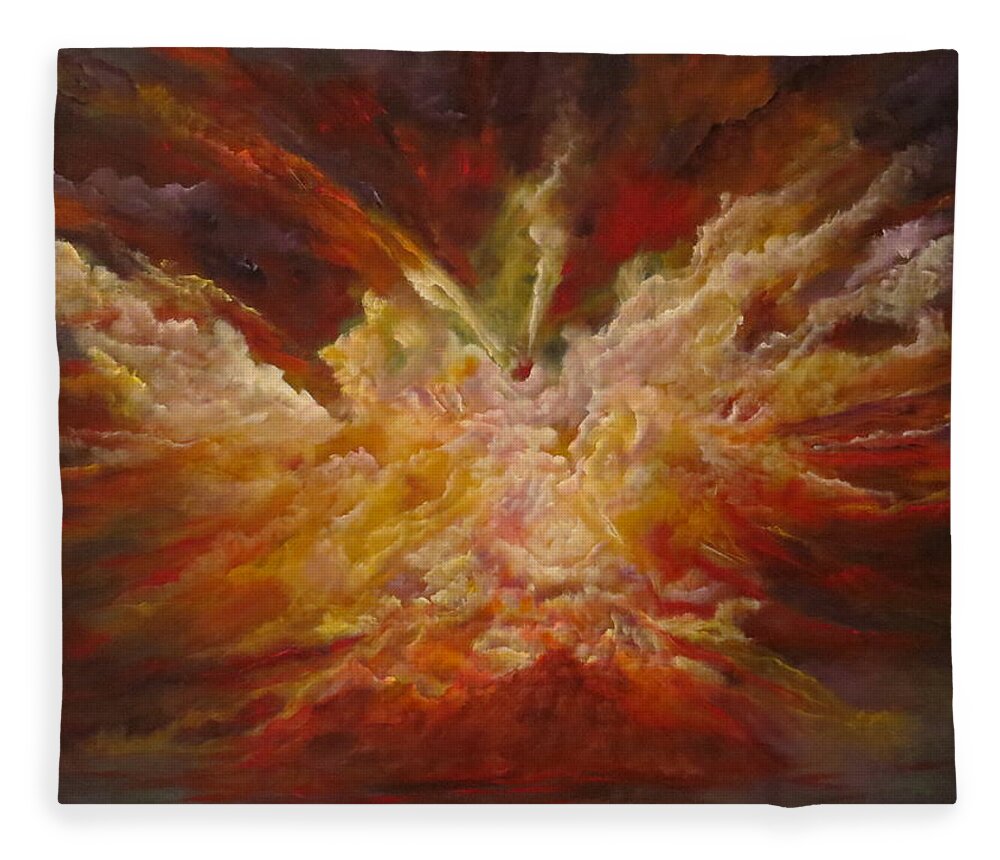 Large Abstract Fleece Blanket featuring the painting Exalted by Soraya Silvestri