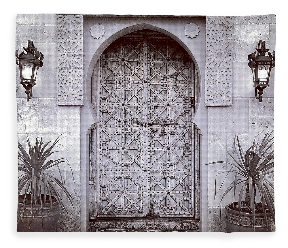 India Fleece Blanket featuring the digital art Exotic Door by Kevyn Bashore