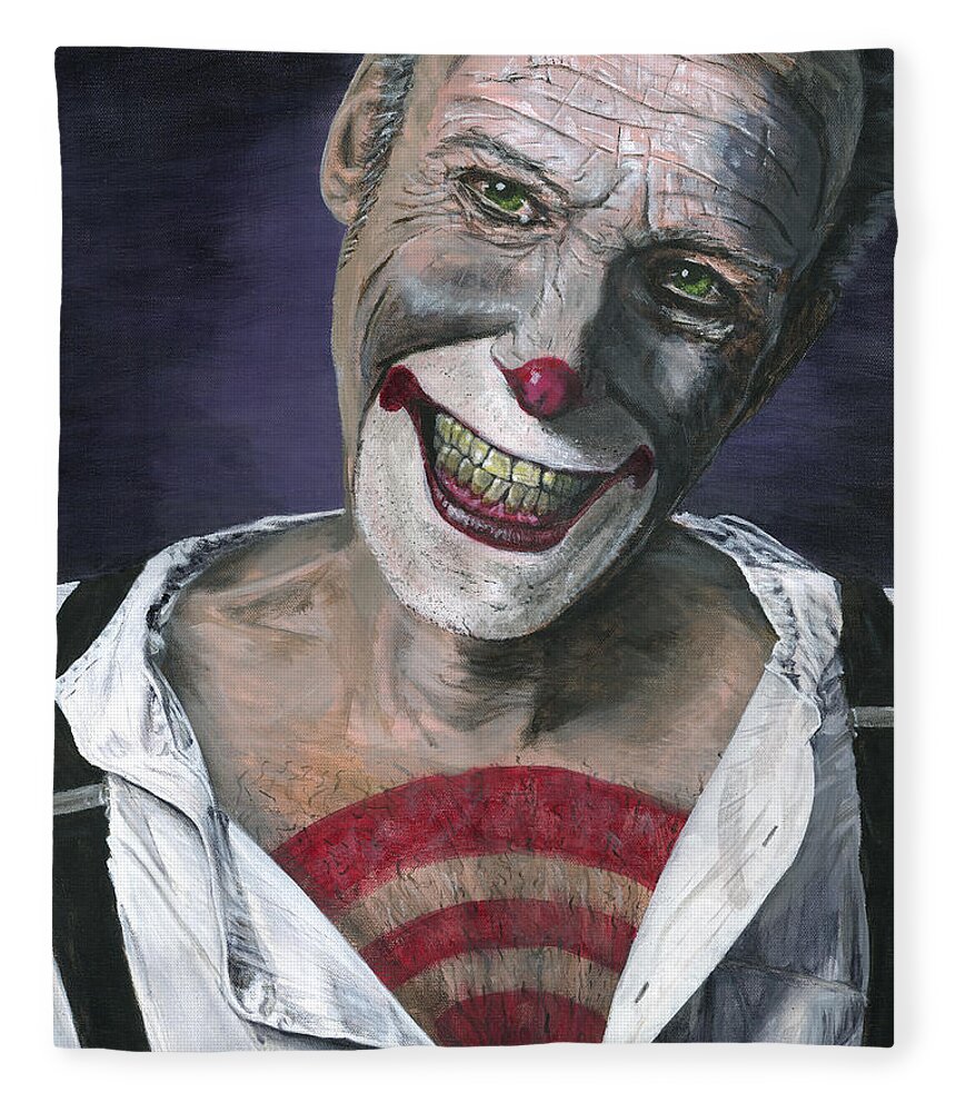 Clown Fleece Blanket featuring the painting Exposed by Matthew Mezo