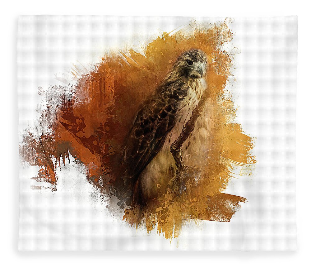 Jai Johnson Fleece Blanket featuring the photograph Expressions Red Tail Hawk by Jai Johnson
