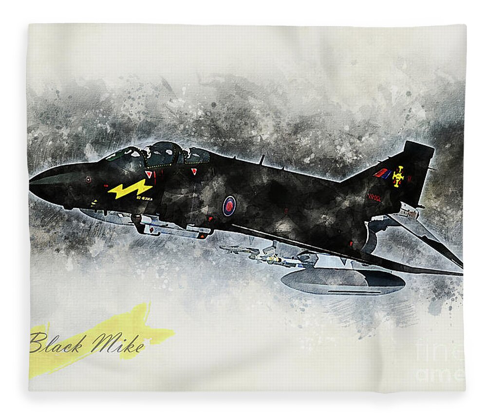 F-4 Fleece Blanket featuring the digital art F-4 Phantom Black Mike by Airpower Art